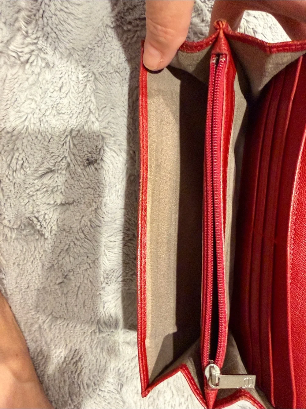 Cartier Red Leather Clutch with Silver-Tone Closure